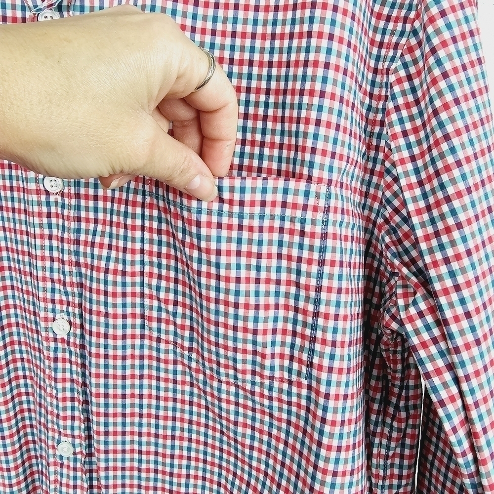 J. Crew Checkered Button Front Shirt, size Large - Picture 7 of 9